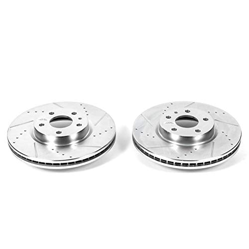 Power Stop AR85150XPR Evolution Front Drilled & Slotted Rotor Pair For Ford Fusion 2013-2020, Lincoln MKZ 2013-2016 [Model Specific]