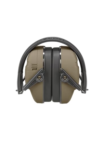 WALKER'S Digital Recon Muffs - Durable IPX4 Weather-Resistant HD Speakers Hunting Range Shooting Hearing Protection Electronic Muffs, 3.5mm Audio Jack, 2 AAA Batteries Included, Flat Dark Earth