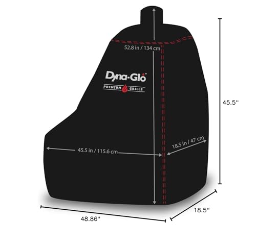 Dyna-Glo Vertical Offset Charcoal Smoker Grill Cover DG1382CSC, Fits Size Up to: 45.5in W x 18.5in D x 48.9in H, Black