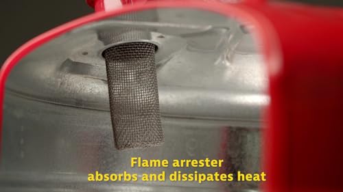 Justrite 1 Gallon Blue Type II Safety Can for Kerosene with Flame Arrester, Self-Closing Lid, and 5/8" Flexible Metal Spout, Made in the USA, Galvanized Steel Flammable Storage Can, 7210320