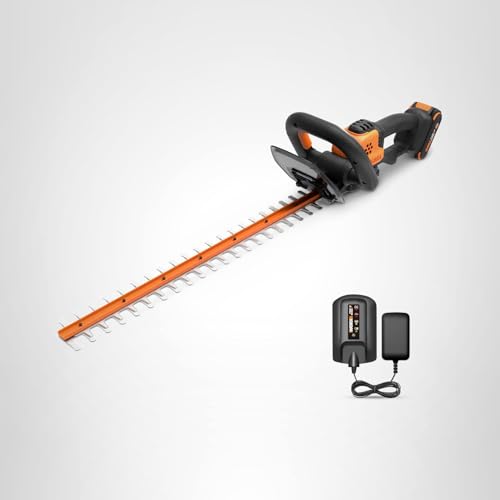 22" WORX Cordless Hedge Trimmer, Electric Hedge Trimmer with Dual-Action Blades, Lightweight Bush Trimmer with 5.5 LBS, Battery & Charger Included, WG261