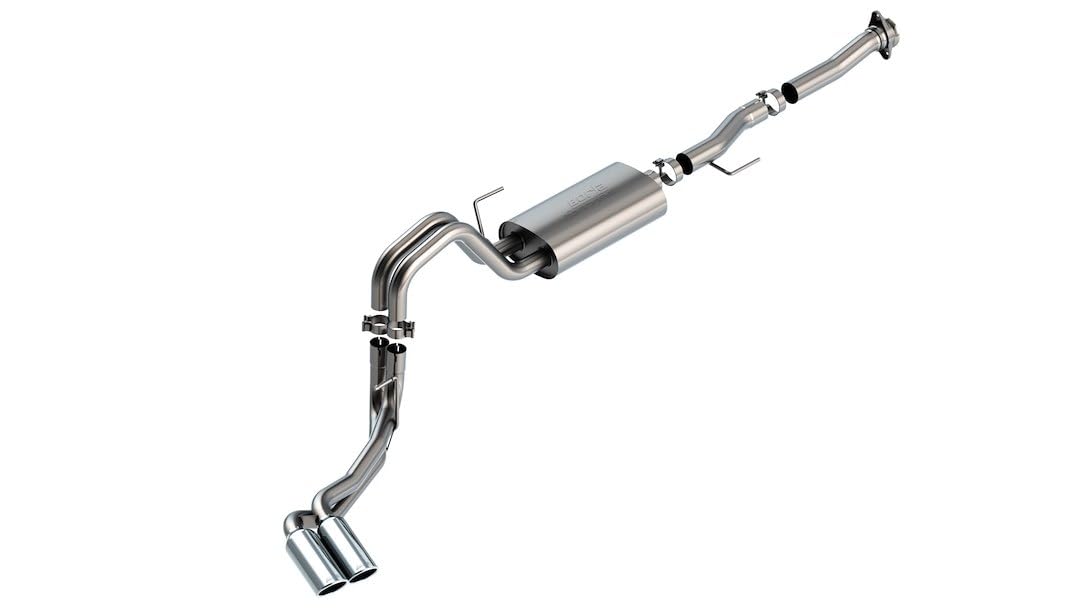 Cat-Back BORLA Perf. Exhaust Sys. for 2021-2023 Ford F-150 5.0L V8 Auto. Trans. 2 & 4 Wheel Drive Reg. Cab (6' 7") Bed EXC. Tremor & Black Appear. Pkg. Add Adapt. 60564 Regular Cab (8' 2") Bed.