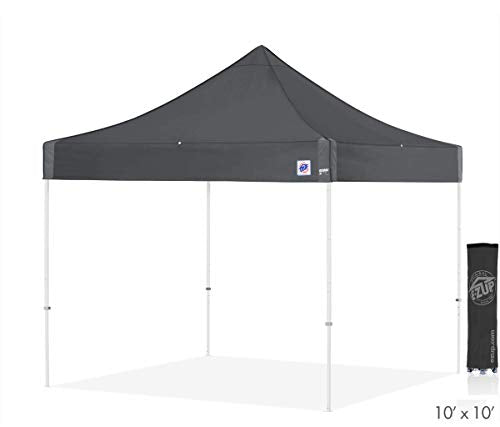 E-Z UP Instant Shelter Eclipse Canopy, 10' x 10', White Steel Frame and Professional Grade Gray Top