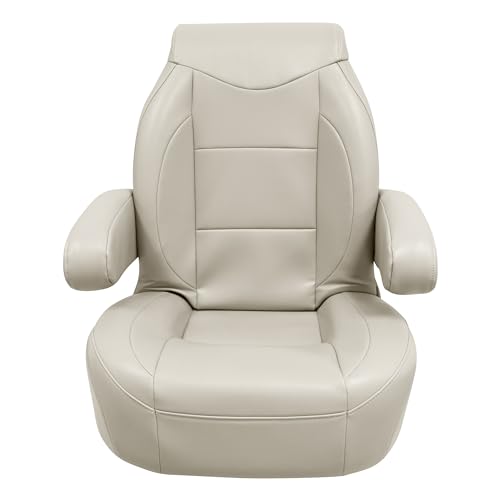 High Back Wise 3126-990 Premier Pontoon/Boat Reclining Helm with Flip Up Arm Rests - Platinum