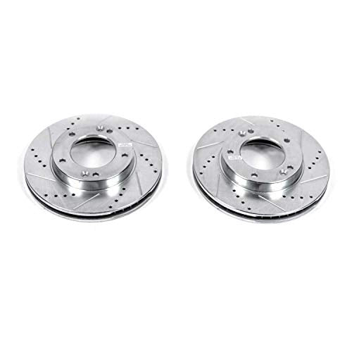 Power Stop Front JBR1512XPR Drilled & Slotted Rotor Pair For Kia Sorento 2003-2006 [Model Specific] Evolution