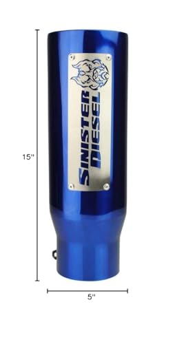 Dual Wall Sinister Diesel Exhaust Tip W/ Angle Cut 4" to 8" Blue