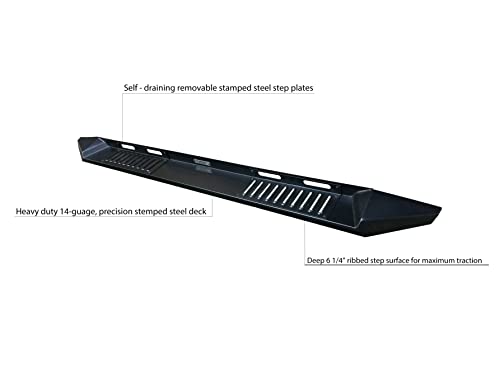 ARMOUR Black Horse Heavy Duty Steel Running Boards Black Compatible with 2019-2025 Ram 1500 (Excl. 19-25 Ram 1500 Classic)Crew Cab-AR-DOD185-19