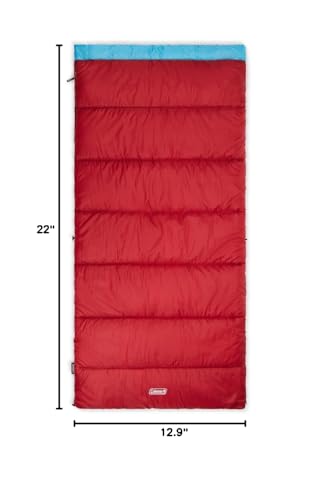 Coleman 30/40/50°F Flatlands Sleeping Bag, Made from 100% Recycled Material, Big & Tall Options, Cool-Weather Sleeping Bag for Camping, Sleepovers, Guests & More