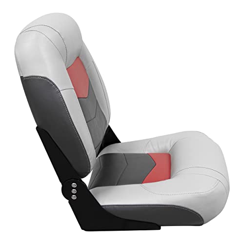 3304-1881 Wise Pro-Angler Series High Back Boat Seat Marble Grey/Regal Red/Charcoal
