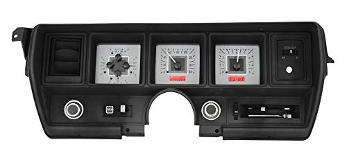 Dakota Digital VHX Analog Dash Gauge System VHX-70B-SKY-S-R Compatible with 70 71 72 Skylark Silver Alloy Red Backlighting