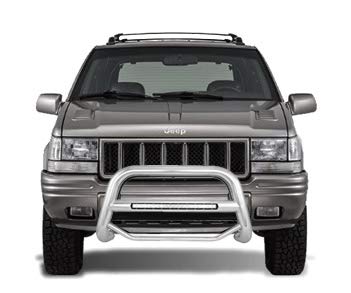 MAX Black Horse Beacon Bull Bar No Skid Plate Stainless Steel Compatible with 1992-1998 Jeep Grand Cherokee-MAB-JEB3901S