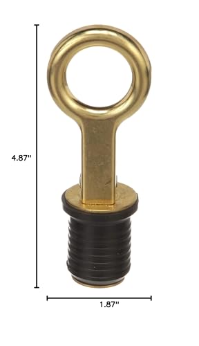 Attwood Snap-Handle 7524A7 Drain Plug, For 1-Inch-Diameter Drains, Locks in Place, Brass Handle, Rubber Plug