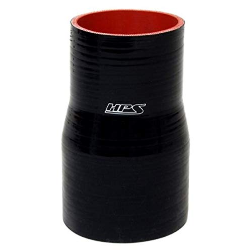 HPS HTSR-200-250-L4-BLK High Temperature 4-ply Reinforced Silicone Reducer Coupler Hose, 80 PSI Maximum Pressure, 4" Length, 2" > 2.5" ID, Black