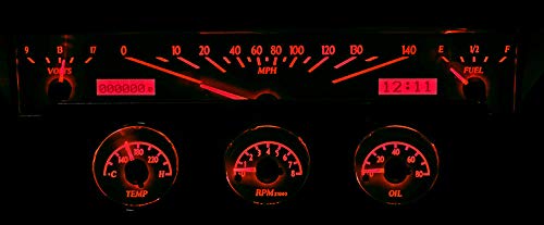 Dakota Digital 61 62 Chevy Impala VHX-61C-IMP-S-R Analog Dash Gauge System Silver Red