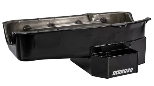 Moroso Steel 21814 Wet Sump Oil Pan, Fits 80-85 Small Block Chevy Inc Dart SHP, 7.5" Depth w/Road Race Baffle