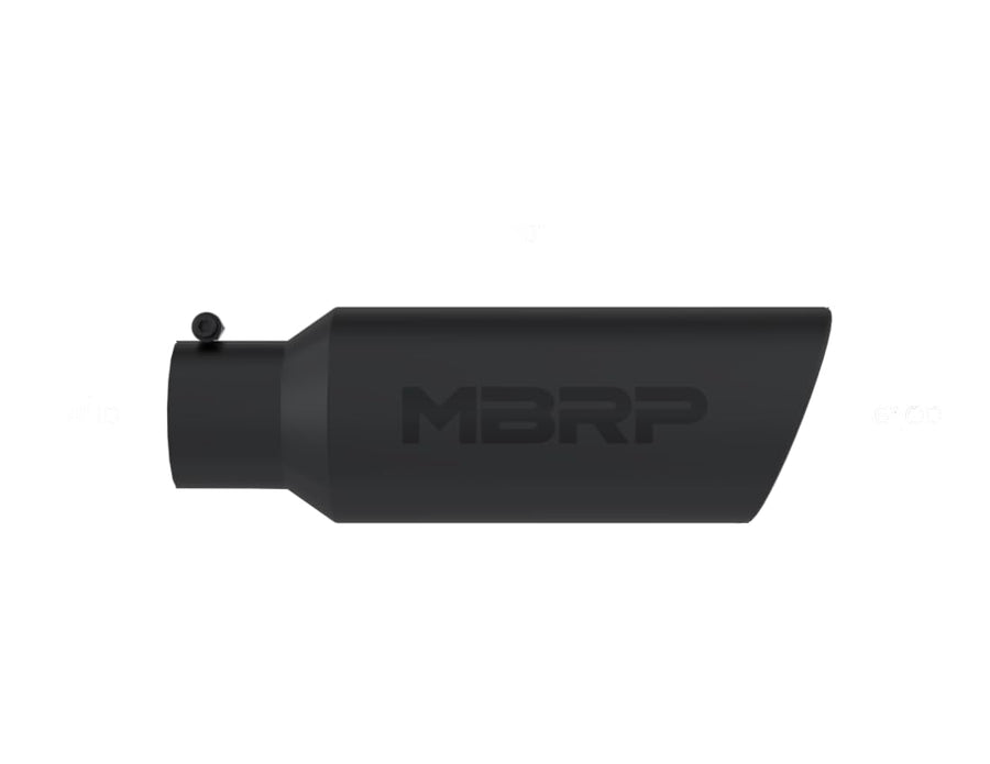 MBRP 6in OD Universal Tip Rolled End 4in Inlet 18in L Black Coated Exhaust Tip
