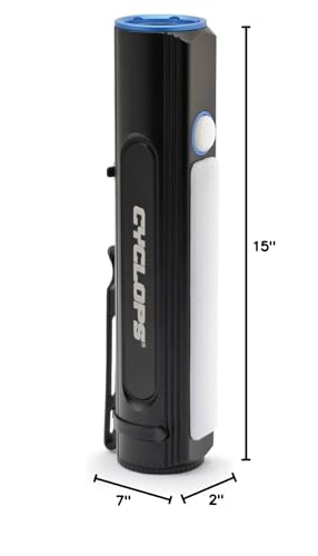 2000 Lumen Cyclops Flashlight with COB Utility Light | IPX4 Weather Resistant Rechargeable Aluminum Housing Bright 15 Watt LED Flashlight with Magnetic Base | USB Cable Included