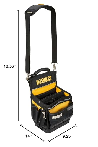 DEWALT Easy Access Tool Bag, Small Tool Pouch with Hard Bottom and Carrying Strap (DWST17624)