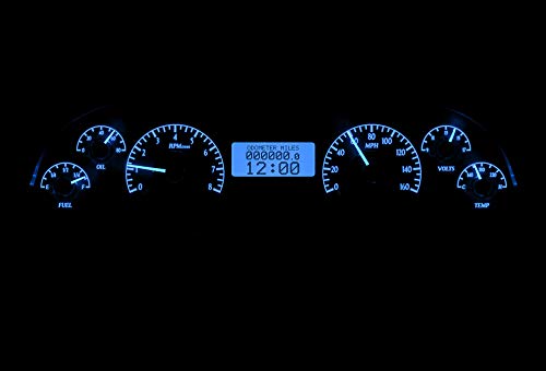 VHX System-Silver Alloy Style Face w/Blue Display Compatible with 1994-96 Chevy Caprice/Impala SS