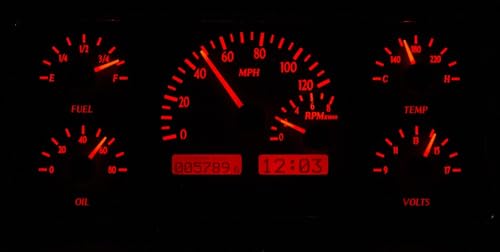 Dakota Digital VHX-63J-WAG-K-R Gauge Dash System Analog Compatible with Jeep 1963-72 Wagoneer & J Trucks, 1967-72 Jeepster Commando, Black Alloy Style, Red Backlighting