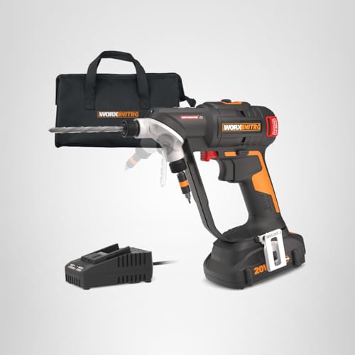 WORX 20V Cordless Drill Driver, 445 in·lb Brushless Power Drill Driver, Powerful Drilling and Driving, 2-in-1 Design, Intelligent Digital Display, Battery and Charger Included, PowerShare