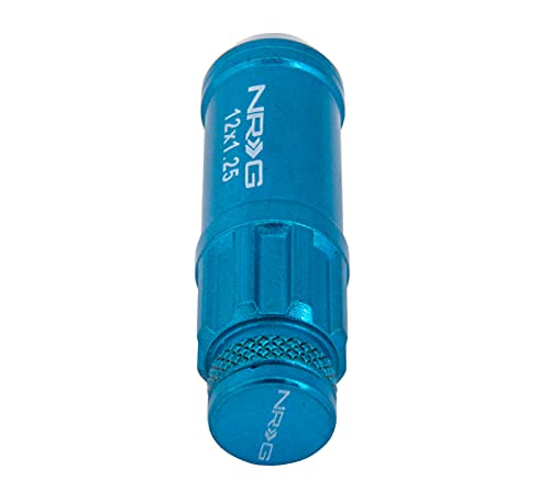 700 Series NRG M12 X 1.25 Steel Lug Nut w/Dust Cap Cover Set 21 Pc w/Locks & Lock Socket - Blue