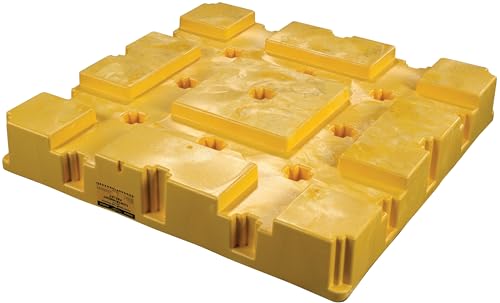 4 Eagle Drum Spill Containment Pallet with Forklift Pockets, 51.5"x51.5"x8", 66 Gallon Sump, 8,000 lbs. Load Capacity Secondary Containment Pallet, Made in USA, Yellow, 1645ND