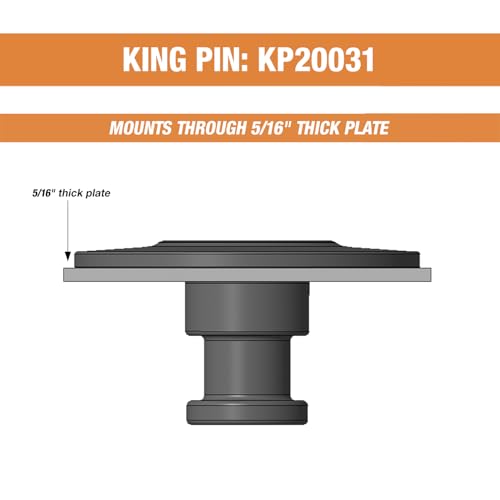 KP20031 Buyers Products Forged Trailer King Pin, 2-Inch, 0.31-Inch Bolster Plate Thickness, Weldable, Strength and Reliablity to Your Fifth Wheel, 5th Wheel Accessories