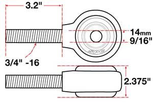 XAXIS JOINT - FORGED RECEIVER - RH 3/4"-16 X 14MM BH X 2.375"W