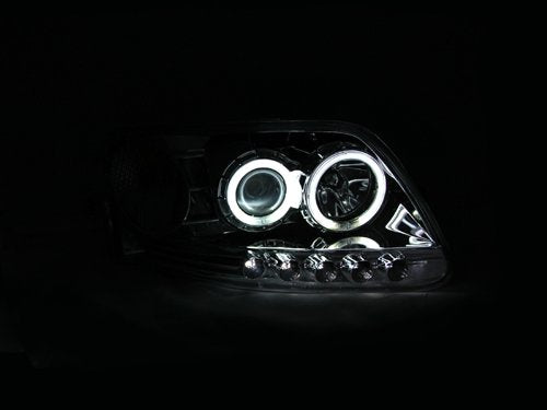 Ford F-150 Anzo USA 111054 Projector Chrome Clear With Halo Headlight Assembly - (Sold in Pairs)