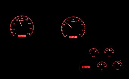 Chevy Corvette 1968-77 VHX System-Analog Cloc- Black Alloy Style Face w/Red Display