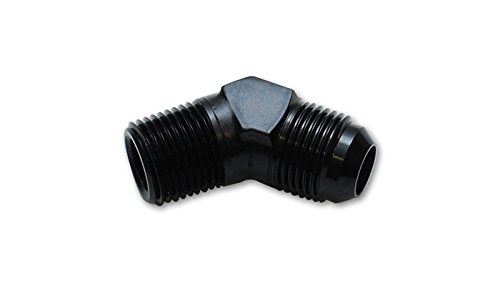 Fitting, Vibrant Power 10165 Adapter, 45 degree, Male -8 AN to Male 3/4 in. NPT, Aluminum, Black Anodized, each