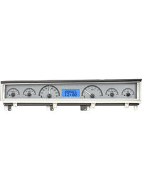 Dakota Digital VHX-68D-STD-S-B Gauge Instrument System Compatible with 1968-70 Mopar B-Body: Coronet, Belvedere, Satellite and Road Runner Silver Alloy Blue Backlighting