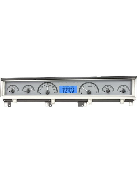Dakota Digital VHX-68D-STD-S-B Gauge Instrument System Compatible with 1968-70 Mopar B-Body: Coronet, Belvedere, Satellite and Road Runner Silver Alloy Blue Backlighting