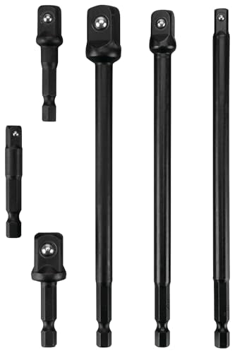 W9032 Performance Tool 2" and 6" Socket Adapter Set - 6 Pieces, Impact Grade Steel, Versatile Socket Compatibility