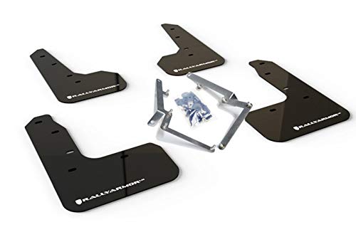 Rally Armor Black MF51-UR-BLK-WH Mud Flap with White Logo for 2017-2019 Honda Civic Sport Touring UR