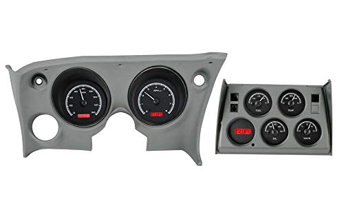 Chevy Corvette 1968-77 VHX System-Analog Cloc- Black Alloy Style Face w/Red Display