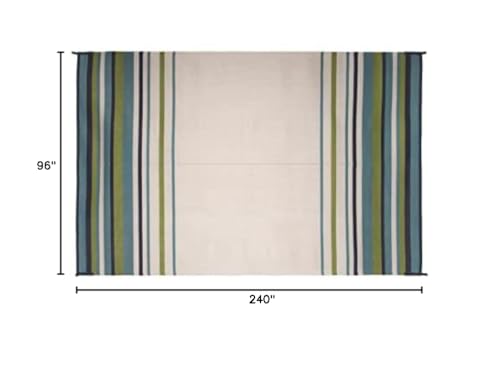 Faulkner 68679 Furniture Mat Striped 8x20 Aqua/navy/lime/wht