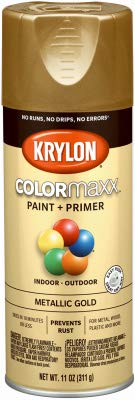 Krylon COLORmaxx K05588007 Spray Paint + Primer, Metallic Gold, 12-oz. - Quantity 6