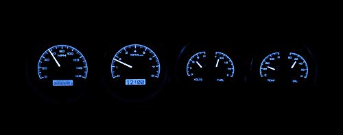 Dakota Digital Analog Gauge System Aftermarket for 70-74 Challenger/Cuda with Rallye Dash Black Alloy Blue Backlighting VHX-70D-CLG-K-B