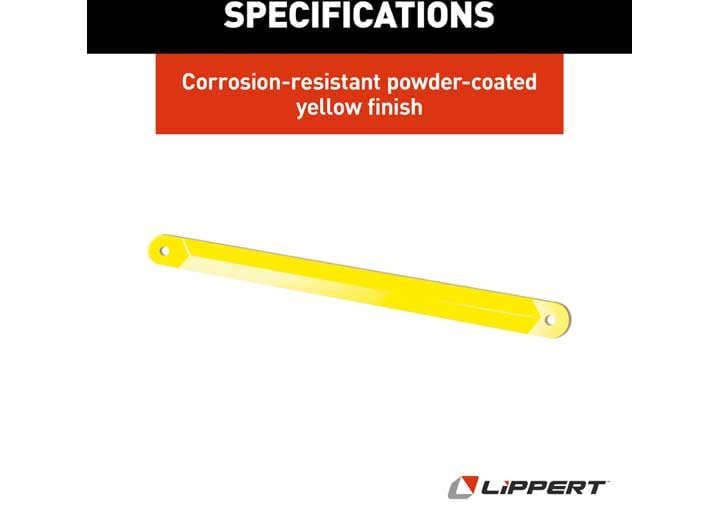 Replacement Lippert Support Arm for RV Power Stabilizer Jacks, 19.3" Long, 1-1/2" Wide, Powder-Coated Yellow Heavy-Gauge Steel, Mounting Hardware Not Included - 1134122