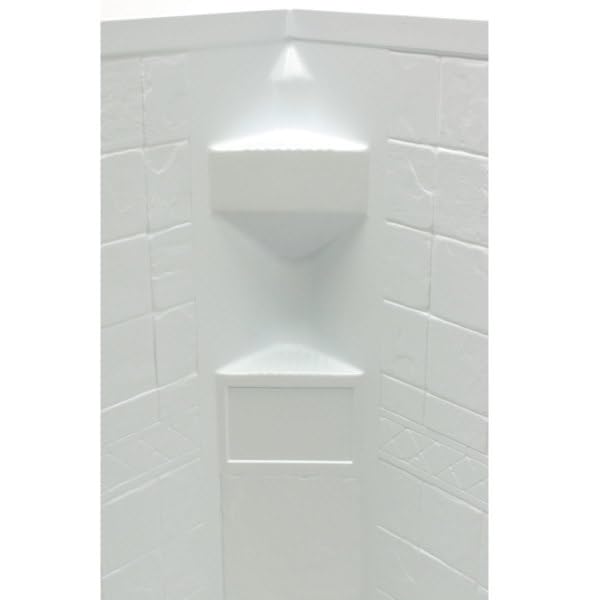Lippert 34"x 34"x 68" White Neo Angle Shower Wall Surround Replacement for RVs, Manufactured Homes, Travel Trailers, 5th Wheels, and Motorhomes - 306205
