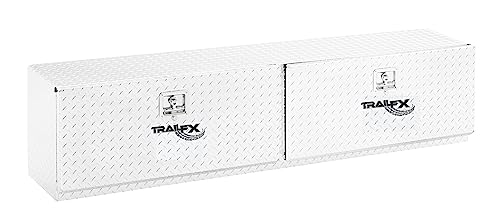 TrailFX Tool Box Truck Bed Top Mount With 2 Doors Polished 16-Gauge Diamond Tread Aluminum 11.7 Cubic Foot Capacity, 90" Length x 13-1/4" Width 17" Height Bright Finish TrailFX 170901