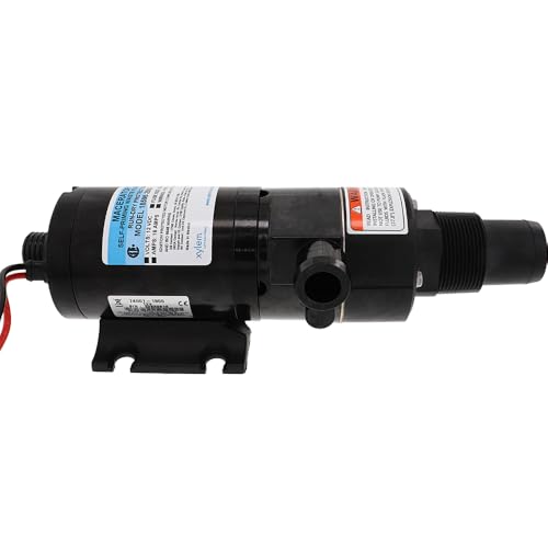 12V DC Jabsco Macerator Pump for RVs/Boats - Efficient 43 L/min Waste Transfer for Black Water Tanks Up to 200 Gallons - Compact Design, 4-Blade Chopper, Self-Priming, Dry-Run Protection