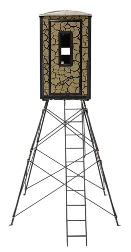 Muddy Box Blind Gunner w/Deluxe 10' Tower/Steel Wall Constructed/Cracked Mud Camo