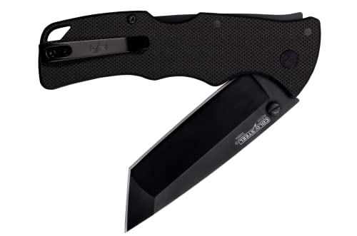 Cold Steel 3" Verdict AUS10A Tanto Point Blade 4.25" G-10 Black Handle Everyday Carry Tactical Folding Knife with Tri-Ad Lock