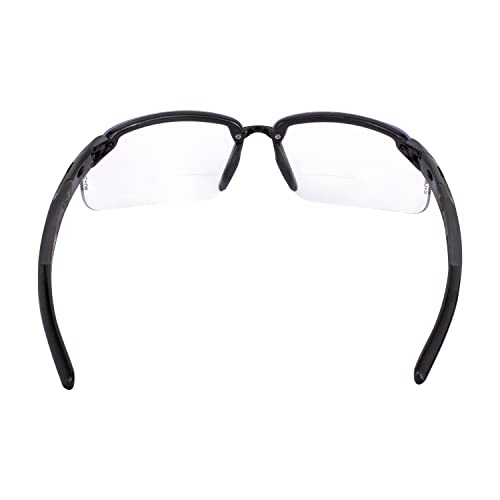 Crossfire ES5 Reader Safety Glasses Clear Diopter 2.5 Shiny Pearl Gray Frame