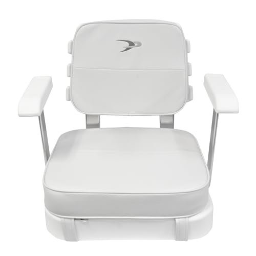8WD562-3-710 Wise Ladder Back Helm Chair with Arm Rests, Cushions and Mounting Plate, White, Offshore