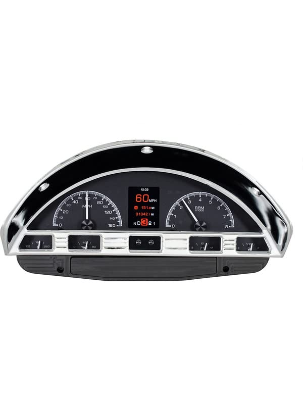 Dakota Digital HDX-56F-PU-K Analog Gauge System Ford Compatible with 1956 Pickup Black Alloy Style