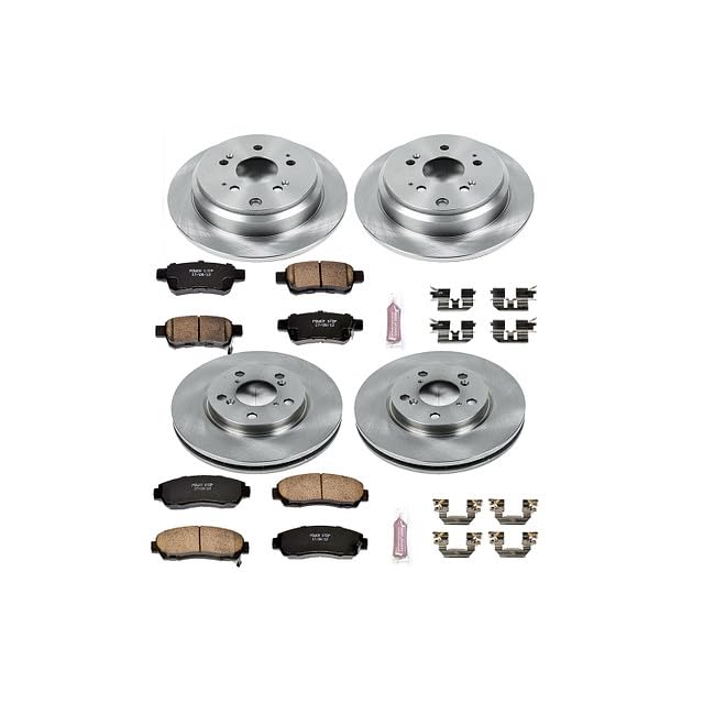 POWERSTOP Autospecialty KOE4044 Front and Rear Replacement Brake Kit-OE Brake Rotors & Ceramic Brake Pads [Application Specific] For Honda Odyssey 2005-2010 [Model Specific]